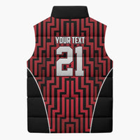 Custom Basketball New Zealand Sleeveless Puffer Jacket Red Maori Ta Moko Indigenous - Polynesian Pride