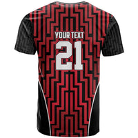 Custom Basketball New Zealand T Shirt Red Maori Ta Moko Indigenous - Polynesian Pride
