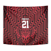 Custom Basketball New Zealand Tapestry Red Maori Ta Moko Indigenous - Polynesian Pride