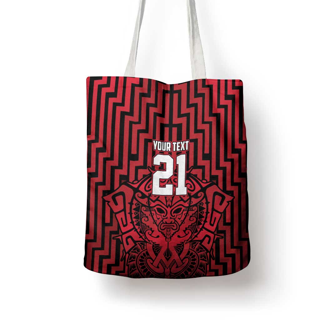 Custom Basketball New Zealand Tote Bag Red Maori Ta Moko Indigenous - Polynesian Pride