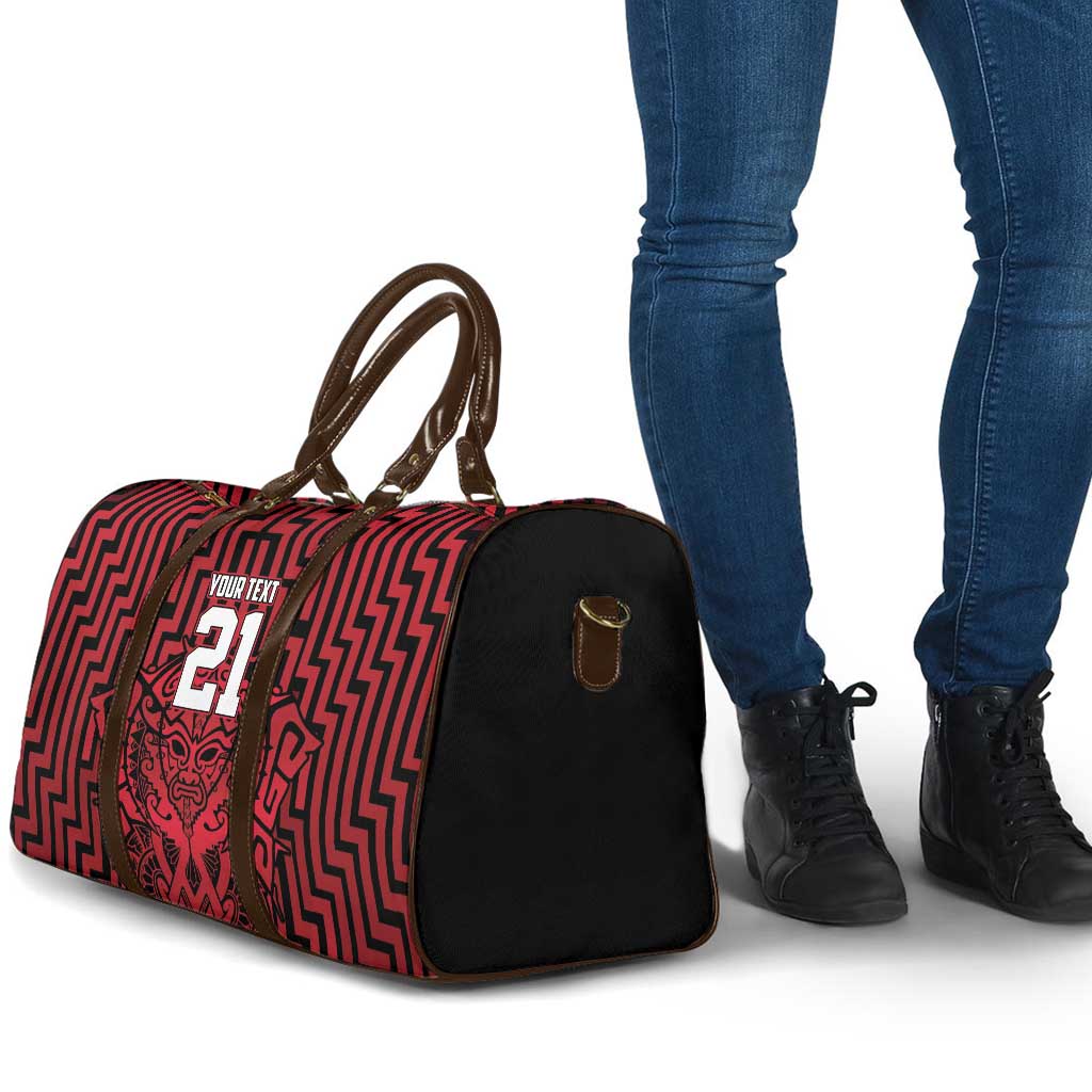 Custom Basketball New Zealand Travel Bag Red Maori Ta Moko Indigenous - Polynesian Pride