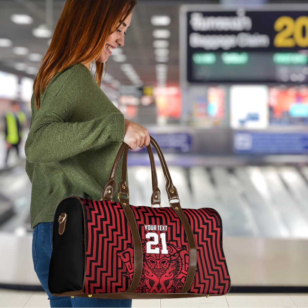 Custom Basketball New Zealand Travel Bag Red Maori Ta Moko Indigenous - Polynesian Pride