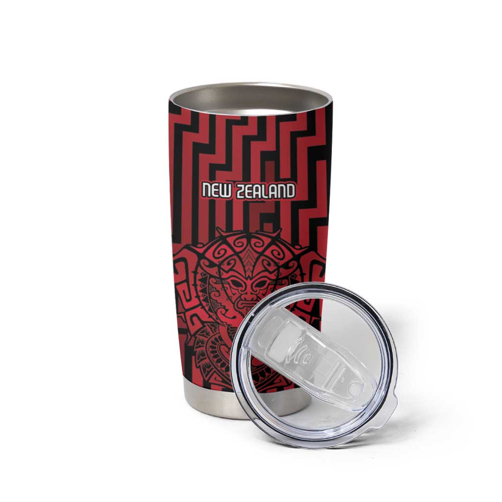 Custom Basketball New Zealand Tumbler Cup Red Maori Ta Moko Indigenous - Polynesian Pride