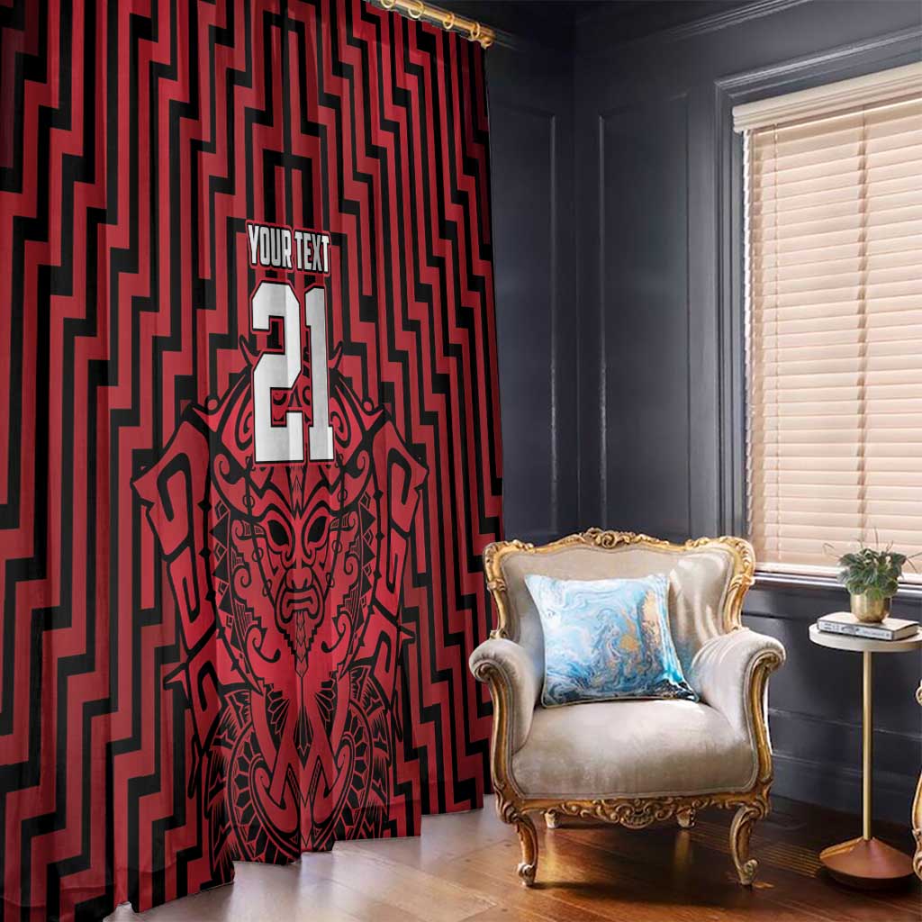 Custom Basketball New Zealand Window Curtain Red Maori Ta Moko Indigenous - Polynesian Pride