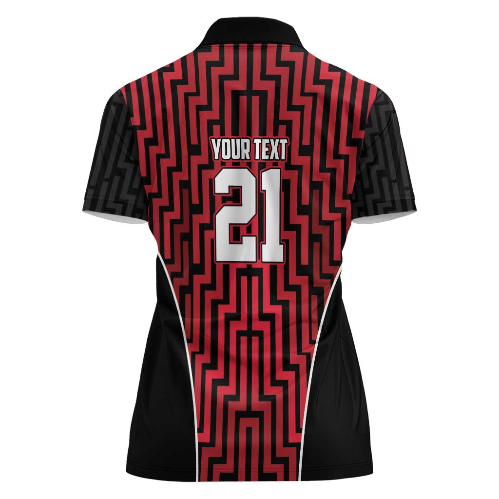 Custom Basketball New Zealand Women Polo Shirt Red Maori Ta Moko Indigenous - Polynesian Pride