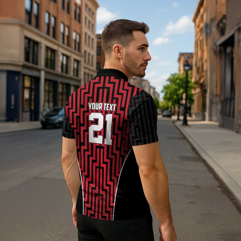Custom Basketball New Zealand Zipper Polo Shirt Red Maori Ta Moko Indigenous LT9 - Polynesian Pride