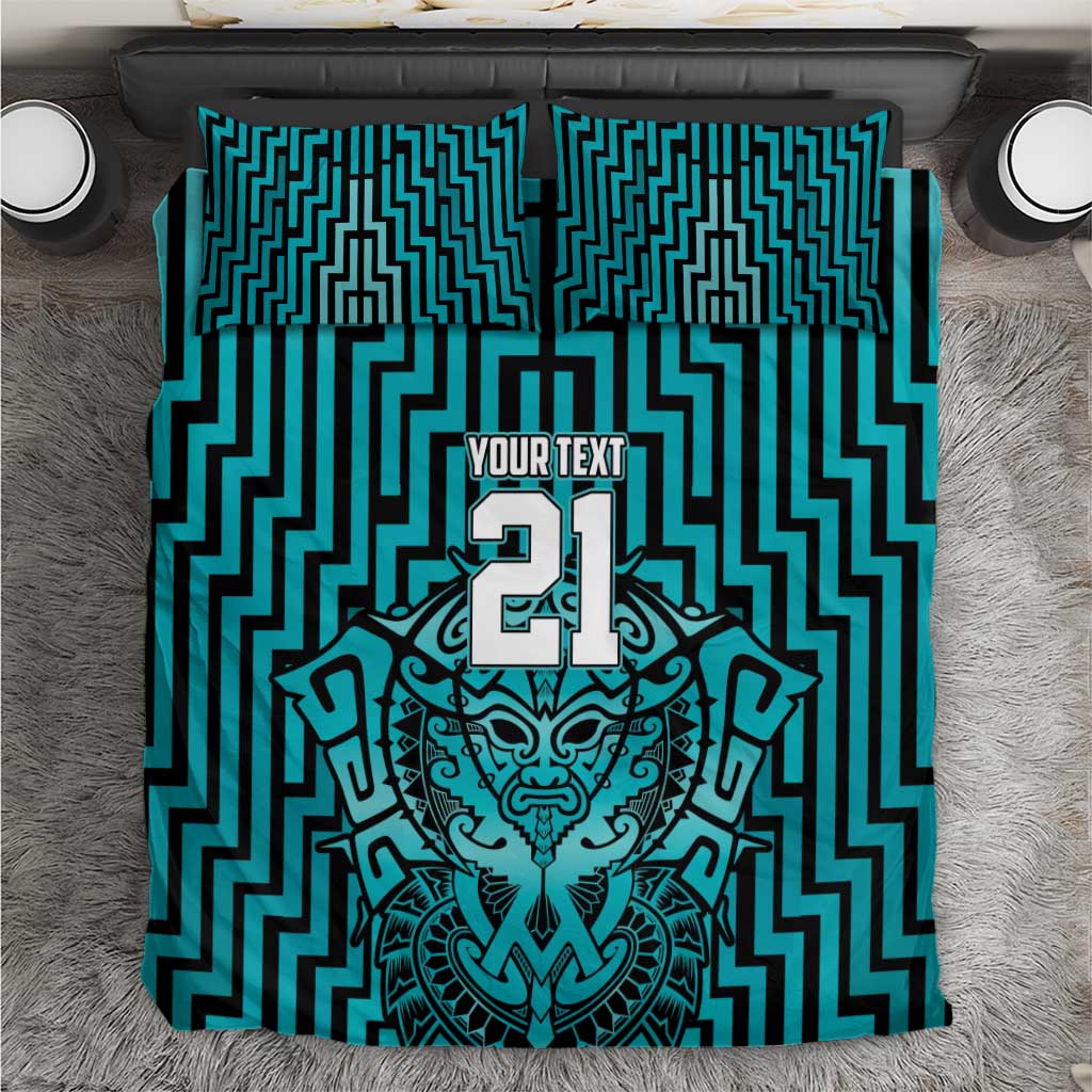 Custom Basketball New Zealand Bedding Set Teal Maori Ta Moko Indigenous - Polynesian Pride