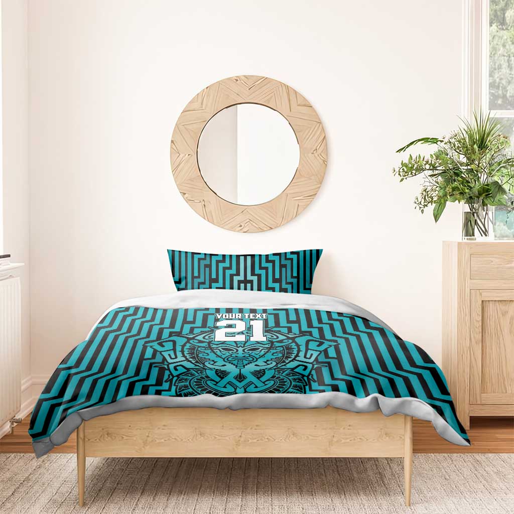 Custom Basketball New Zealand Bedding Set Teal Maori Ta Moko Indigenous - Polynesian Pride