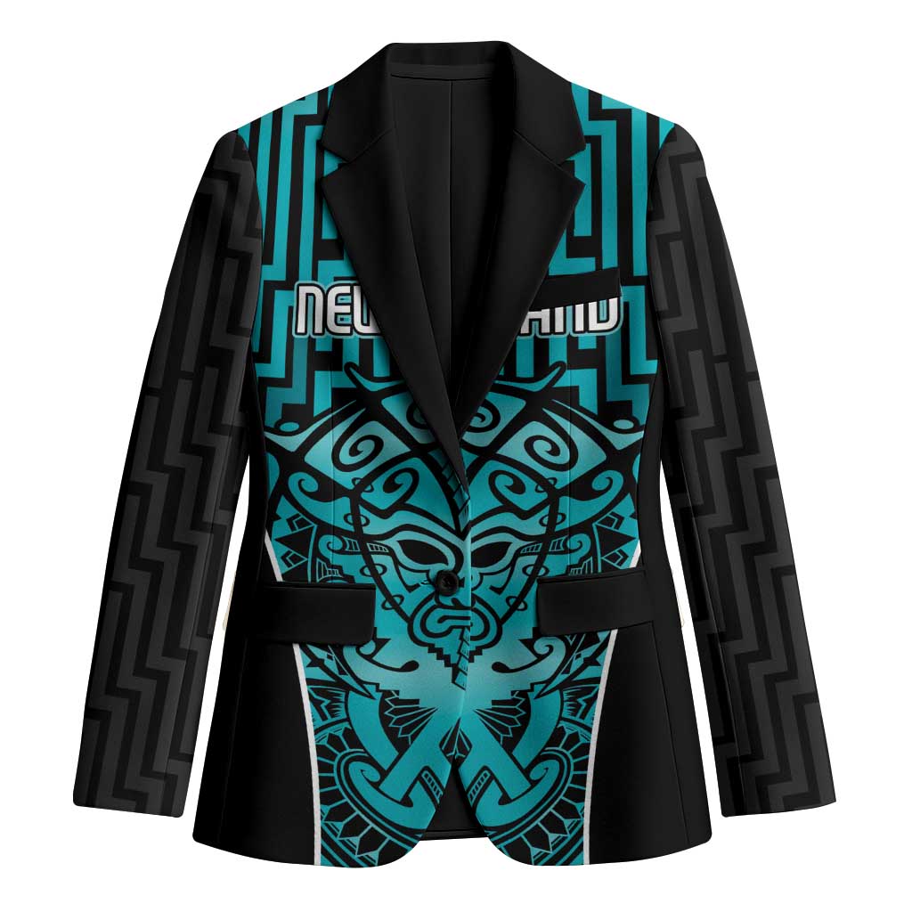 Custom Basketball New Zealand Blazer Teal Maori Ta Moko Indigenous - Polynesian Pride
