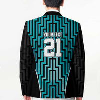 Custom Basketball New Zealand Blazer Teal Maori Ta Moko Indigenous - Polynesian Pride