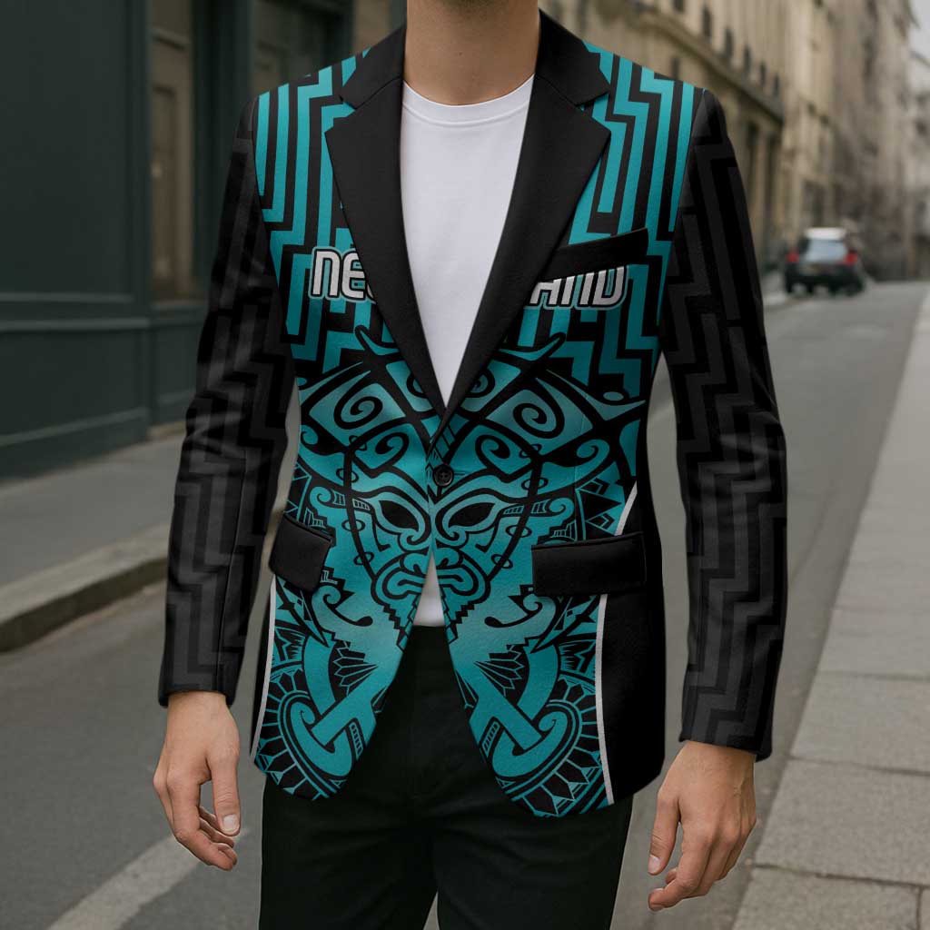 Custom Basketball New Zealand Blazer Teal Maori Ta Moko Indigenous - Polynesian Pride