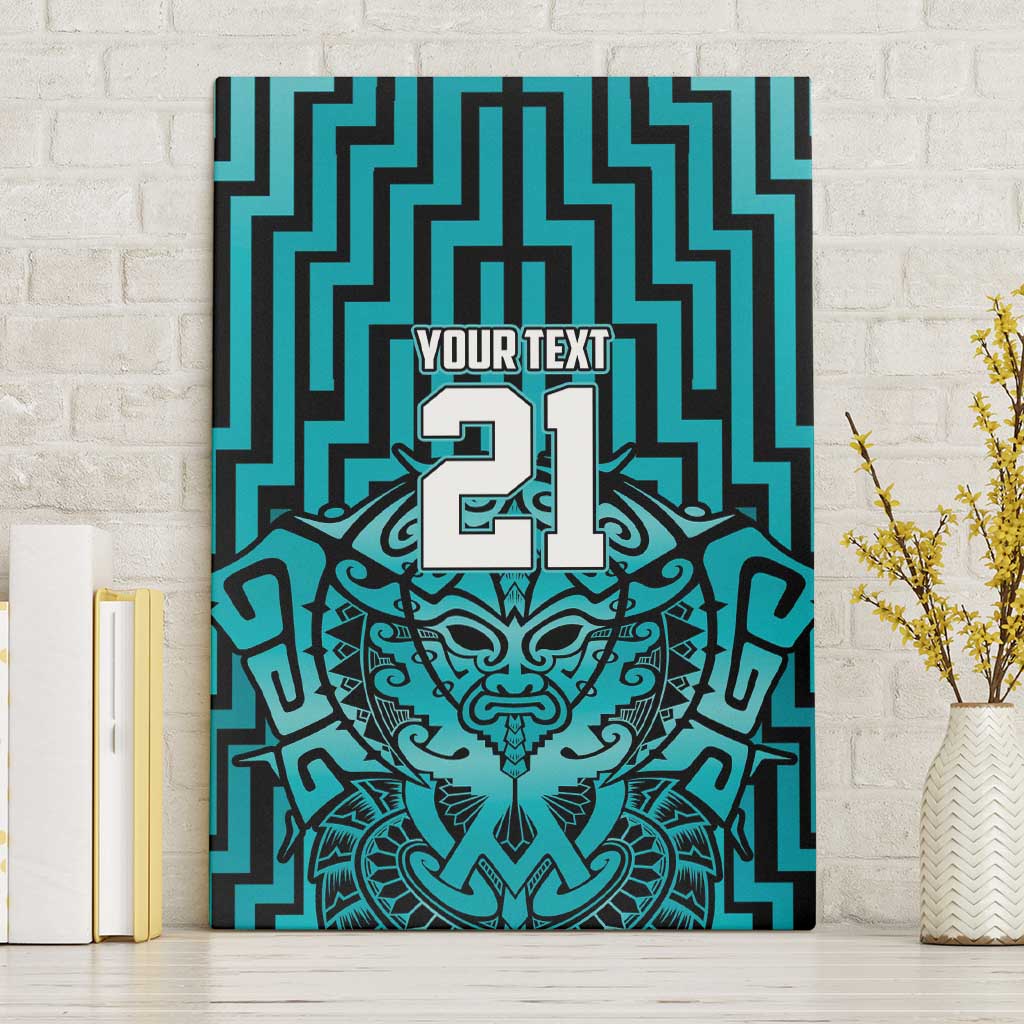 Custom Basketball New Zealand Canvas Wall Art Teal Maori Ta Moko Indigenous - Polynesian Pride