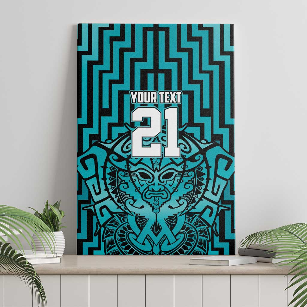 Custom Basketball New Zealand Canvas Wall Art Teal Maori Ta Moko Indigenous - Polynesian Pride