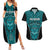 Custom Basketball New Zealand Couples Matching Summer Maxi Dress and Hawaiian Shirt Teal Maori Ta Moko Indigenous - Polynesian Pride