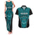 Custom Basketball New Zealand Couples Matching Tank Maxi Dress and Hawaiian Shirt Teal Maori Ta Moko Indigenous - Polynesian Pride