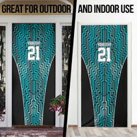 Custom Basketball New Zealand Door Cover Teal Maori Ta Moko Indigenous - Polynesian Pride