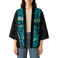 Custom Basketball New Zealand Kimono Teal Maori Ta Moko Indigenous - Polynesian Pride