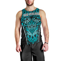 Custom Basketball New Zealand Men Tank Top Teal Maori Ta Moko Indigenous - Polynesian Pride