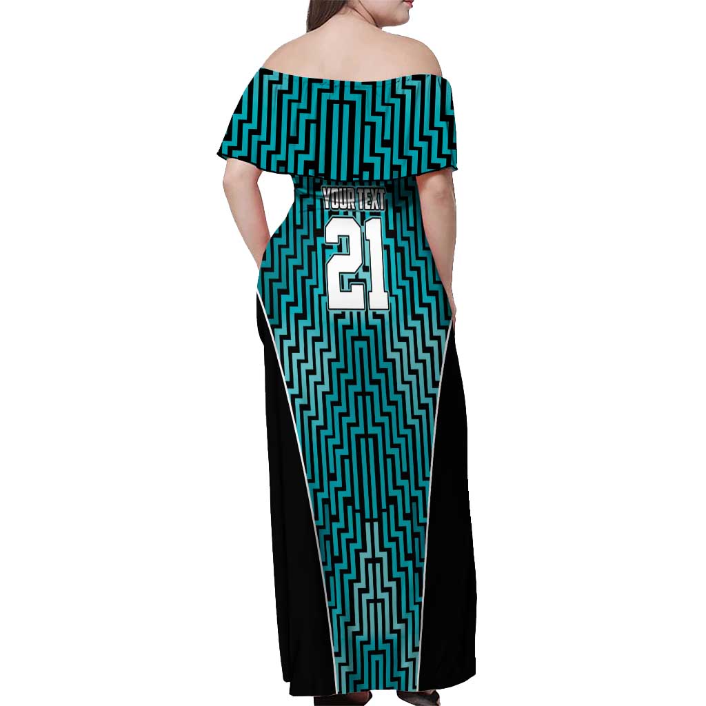 Custom Basketball New Zealand Off Shoulder Maxi Dress Teal Maori Ta Moko Indigenous - Polynesian Pride