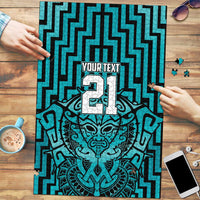 Custom Basketball New Zealand Puzzle Teal Maori Ta Moko Indigenous - Polynesian Pride