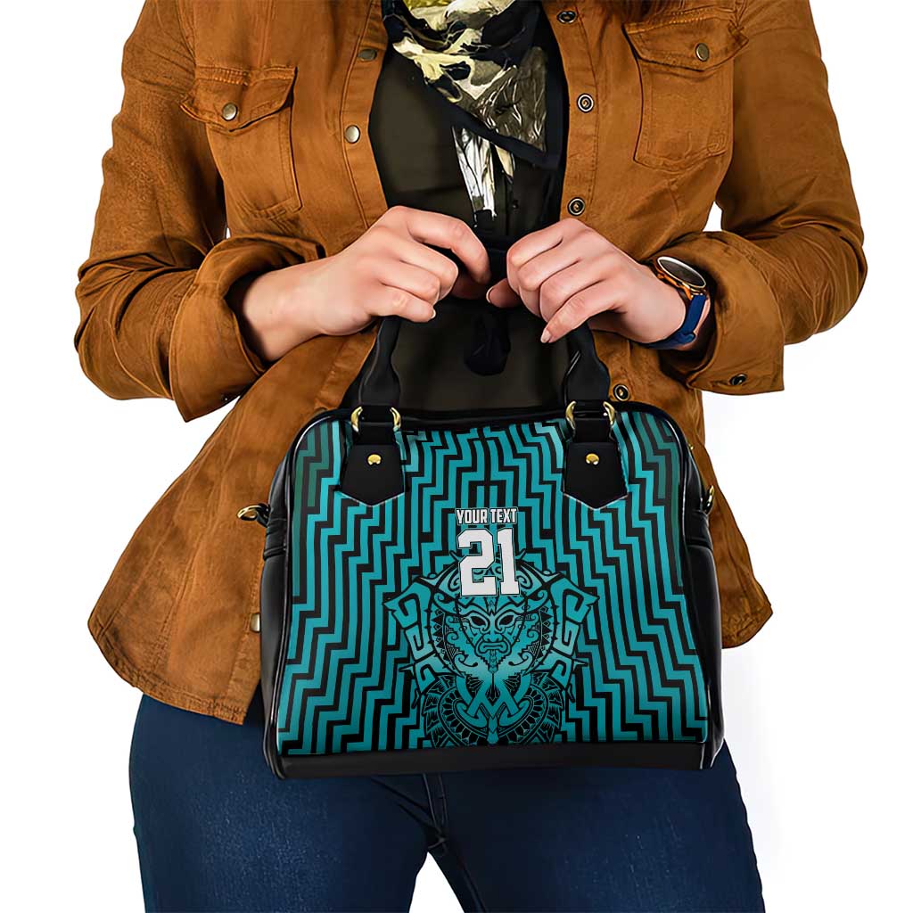 Custom Basketball New Zealand Shoulder Handbag Teal Maori Ta Moko Indigenous - Polynesian Pride