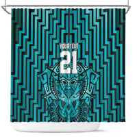 Custom Basketball New Zealand Shower Curtain Teal Maori Ta Moko Indigenous - Polynesian Pride