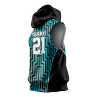 Custom Basketball New Zealand Sleeveless Hoodie Teal Maori Ta Moko Indigenous - Polynesian Pride