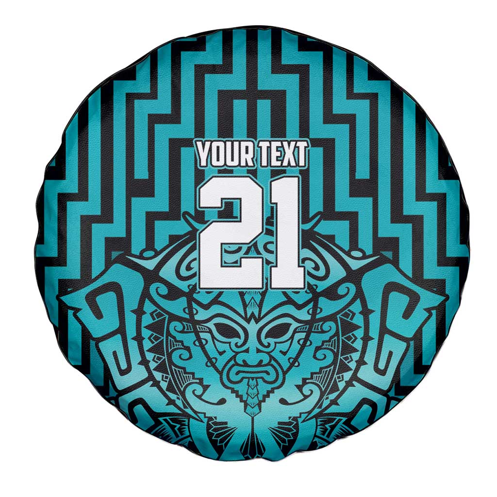 Custom Basketball New Zealand Spare Tire Cover Teal Maori Ta Moko Indigenous - Polynesian Pride