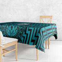 Custom Basketball New Zealand Tablecloth Teal Maori Ta Moko Indigenous - Polynesian Pride