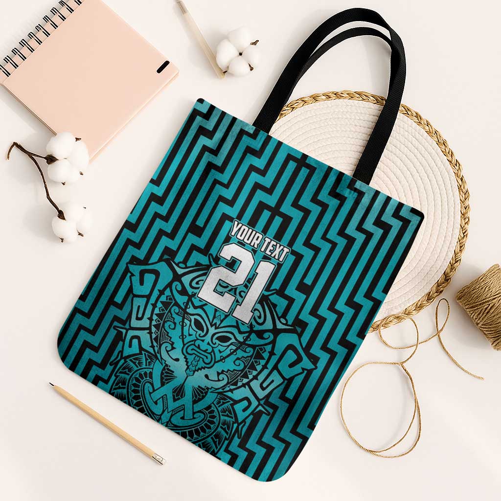 Custom Basketball New Zealand Tote Bag Teal Maori Ta Moko Indigenous - Polynesian Pride