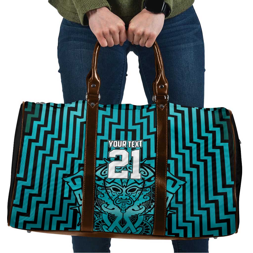 Custom Basketball New Zealand Travel Bag Teal Maori Ta Moko Indigenous - Polynesian Pride