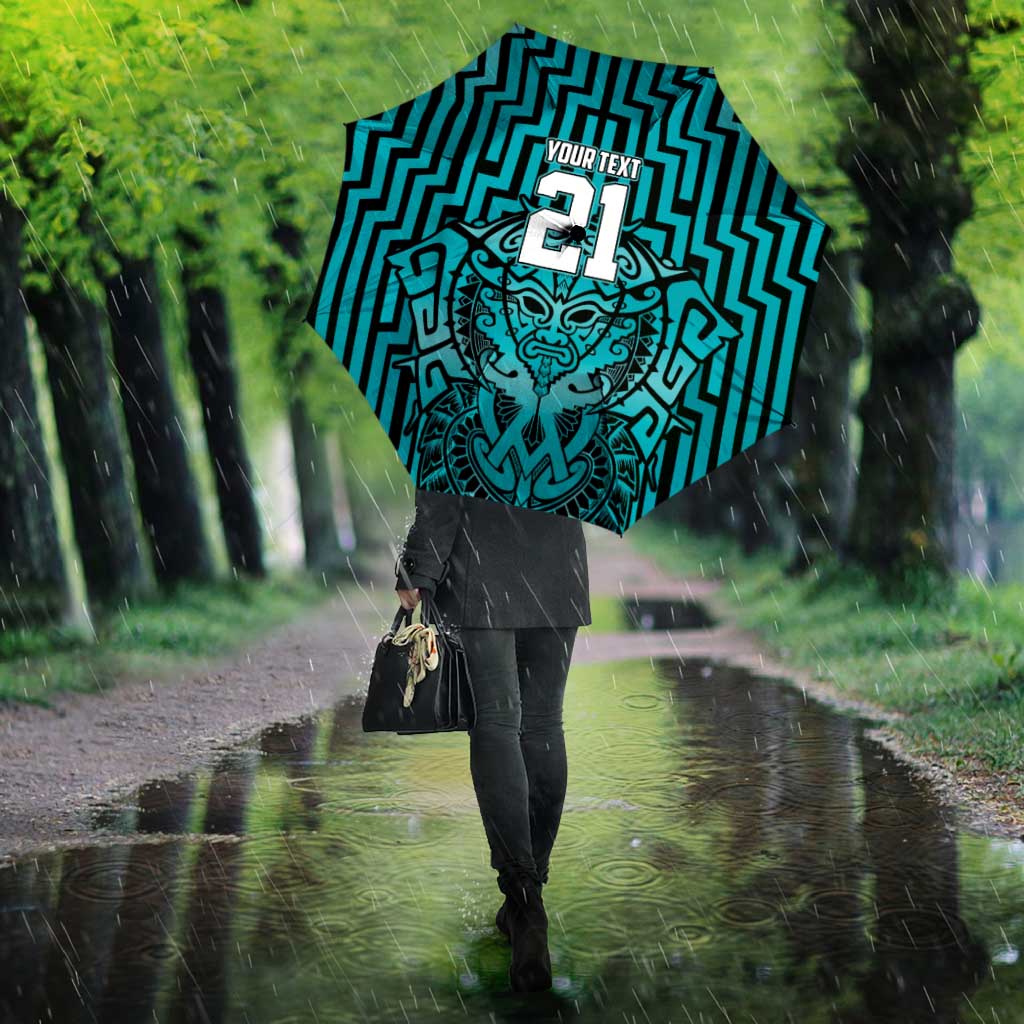 Custom Basketball New Zealand Umbrella Teal Maori Ta Moko Indigenous - Polynesian Pride