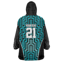 Custom Basketball New Zealand Wearable Blanket Hoodie Teal Maori Ta Moko Indigenous - Polynesian Pride