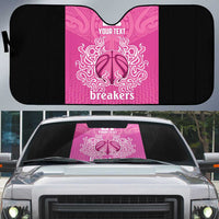 New Zealand Custom Auto Sun Shade Fire Basketball Maori Tribal Pink - Polynesian Pride