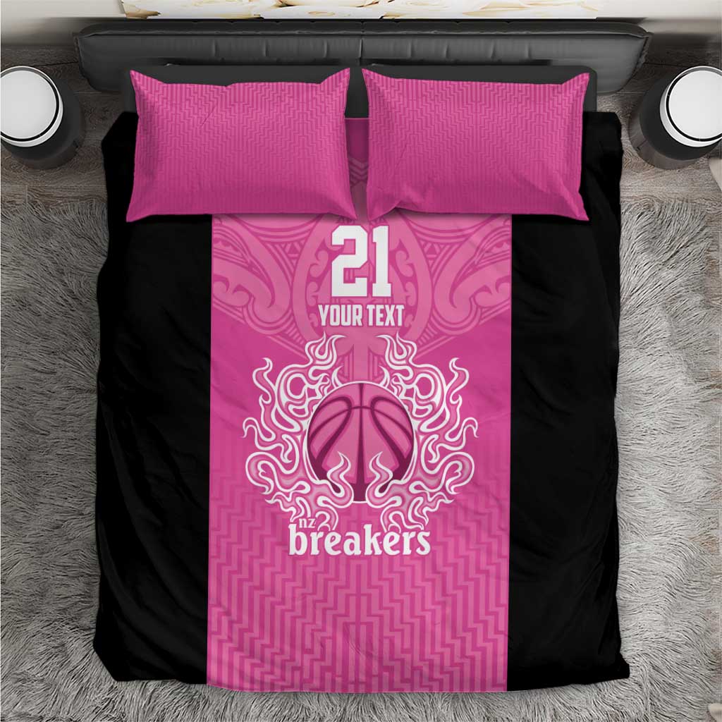 New Zealand Custom Bedding Set Fire Basketball Maori Tribal Pink - Polynesian Pride