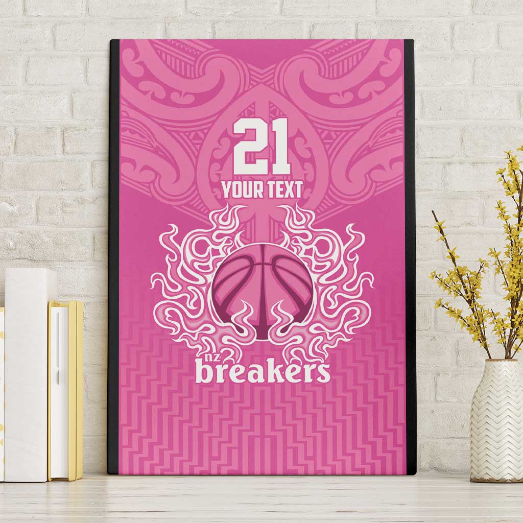 New Zealand Custom Canvas Wall Art Fire Basketball Maori Tribal Pink - Polynesian Pride