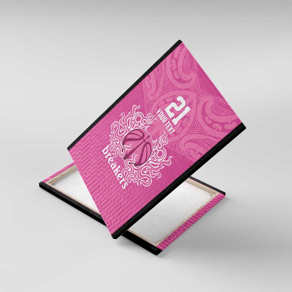 New Zealand Custom Canvas Wall Art Fire Basketball Maori Tribal Pink - Polynesian Pride