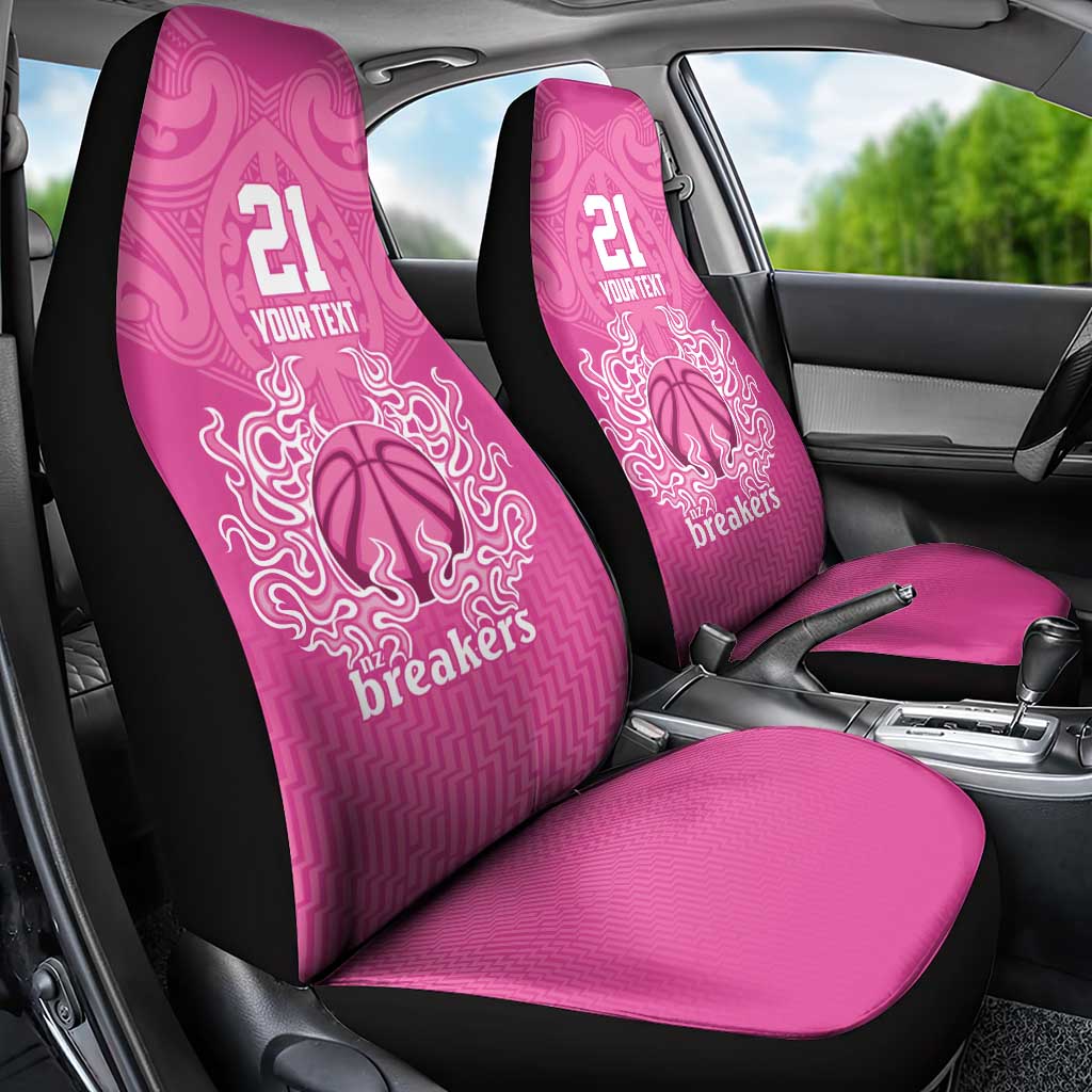 New Zealand Custom Car Seat Cover Fire Basketball Maori Tribal Pink - Polynesian Pride