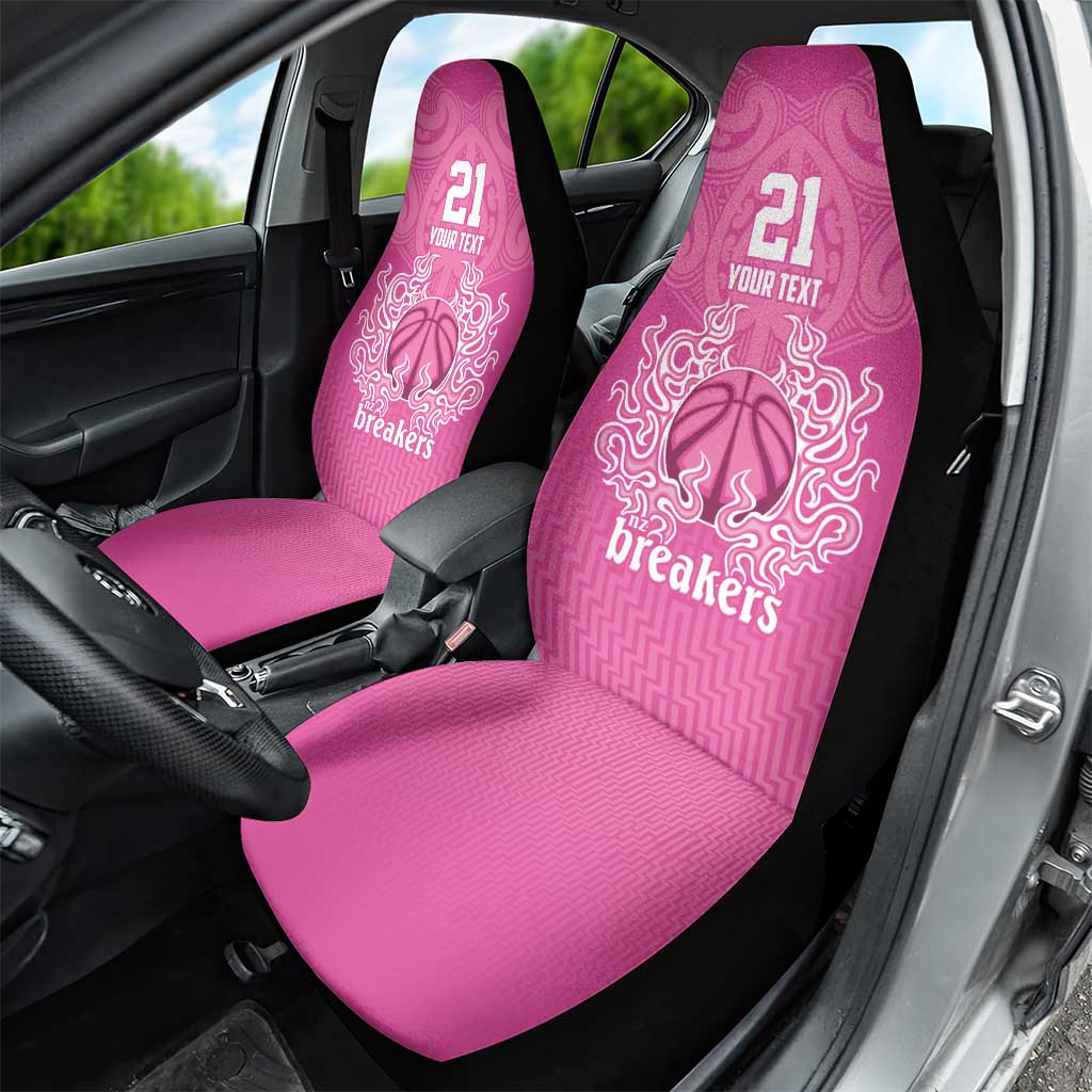 New Zealand Custom Car Seat Cover Fire Basketball Maori Tribal Pink - Polynesian Pride