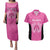 New Zealand Custom Couples Matching Puletasi and Hawaiian Shirt Fire Basketball Maori Tribal Pink - Polynesian Pride