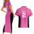 New Zealand Custom Couples Matching Short Sleeve Bodycon Dress and Hawaiian Shirt Fire Basketball Maori Tribal Pink - Polynesian Pride