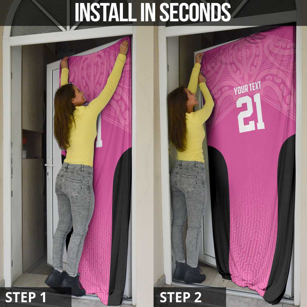 New Zealand Custom Door Cover Fire Basketball Maori Tribal Pink - Polynesian Pride