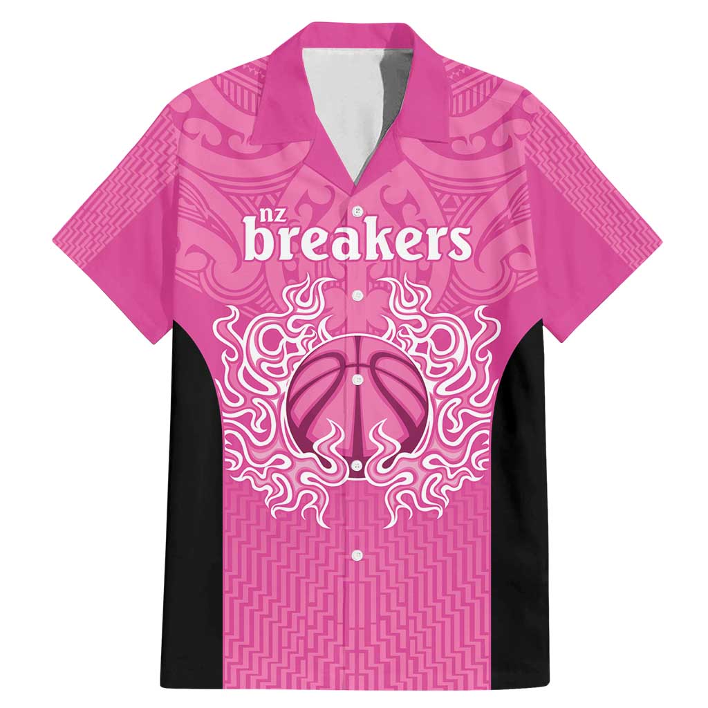 New Zealand Custom Family Matching Mermaid Dress and Hawaiian Shirt Fire Basketball Maori Tribal Pink - Polynesian Pride