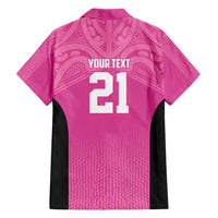 New Zealand Custom Family Matching Short Sleeve Bodycon Dress and Hawaiian Shirt Fire Basketball Maori Tribal Pink - Polynesian Pride