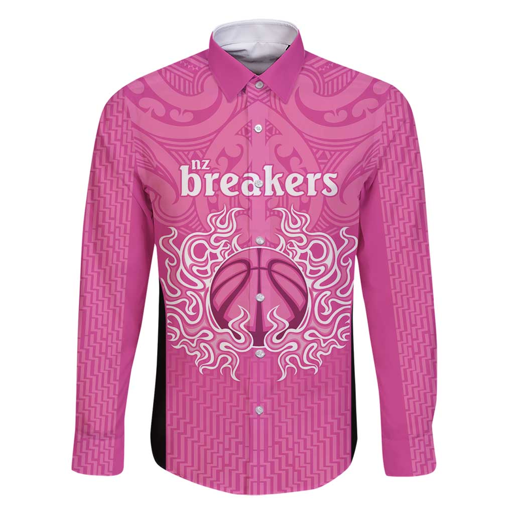 New Zealand Custom Family Matching Summer Maxi Dress and Hawaiian Shirt Fire Basketball Maori Tribal Pink - Polynesian Pride