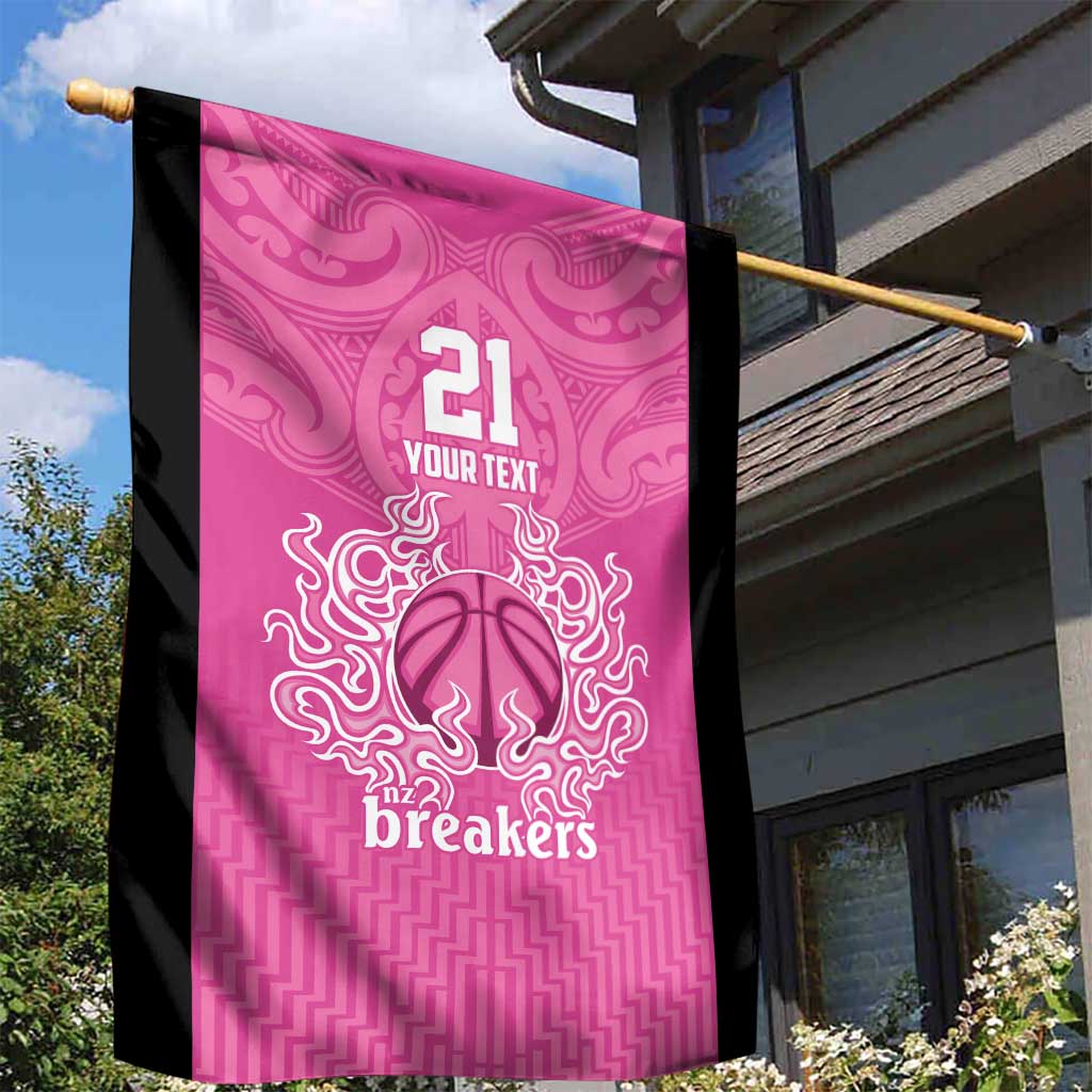 New Zealand Custom Garden Flag Fire Basketball Maori Tribal Pink - Polynesian Pride