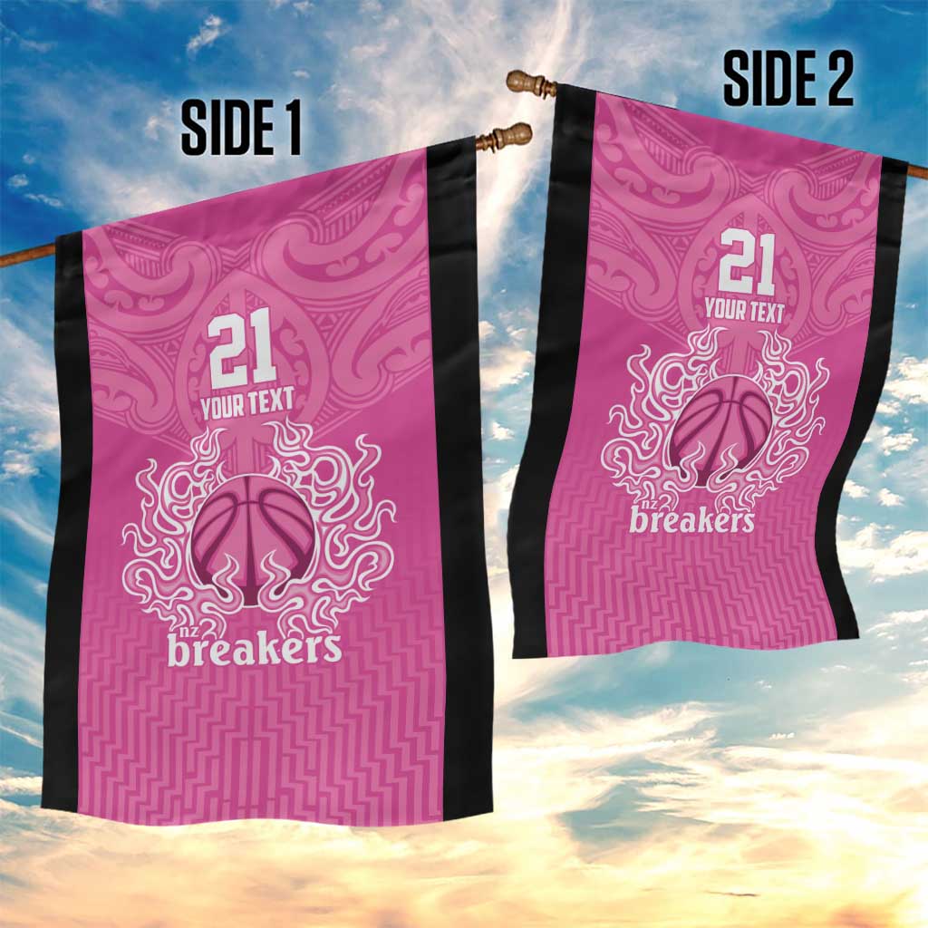 New Zealand Custom Garden Flag Fire Basketball Maori Tribal Pink - Polynesian Pride