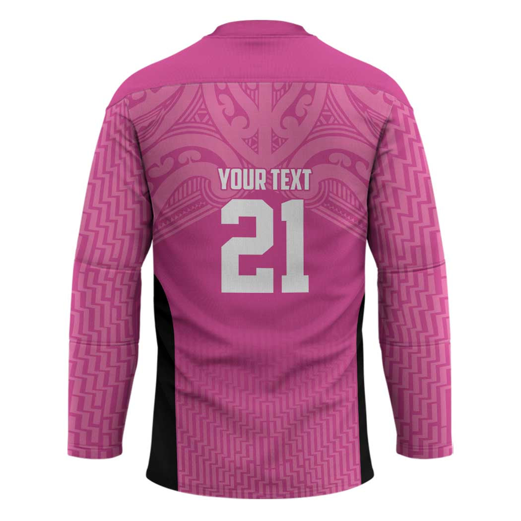 New Zealand Custom Hockey Jersey Fire Basketball Maori Tribal Pink - Polynesian Pride