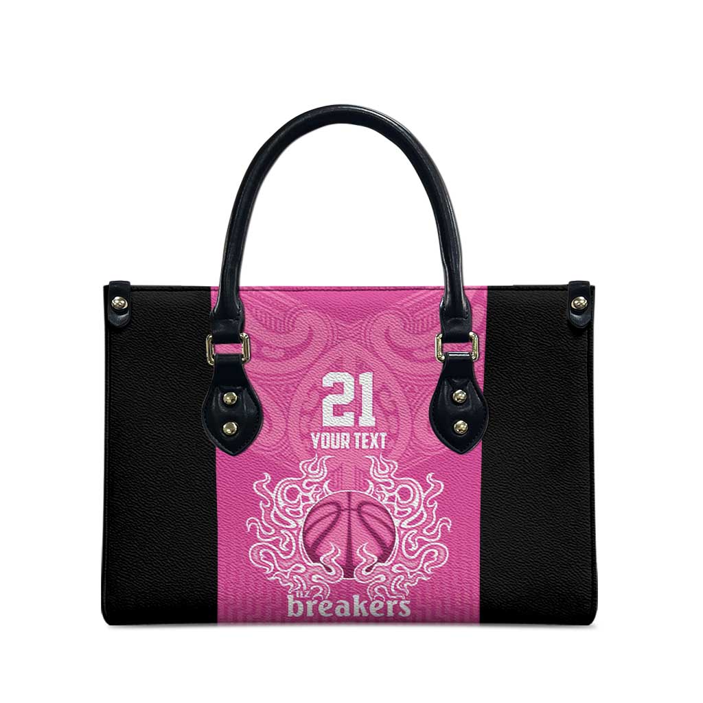 New Zealand Custom Leather Bag Fire Basketball Maori Tribal Pink - Polynesian Pride
