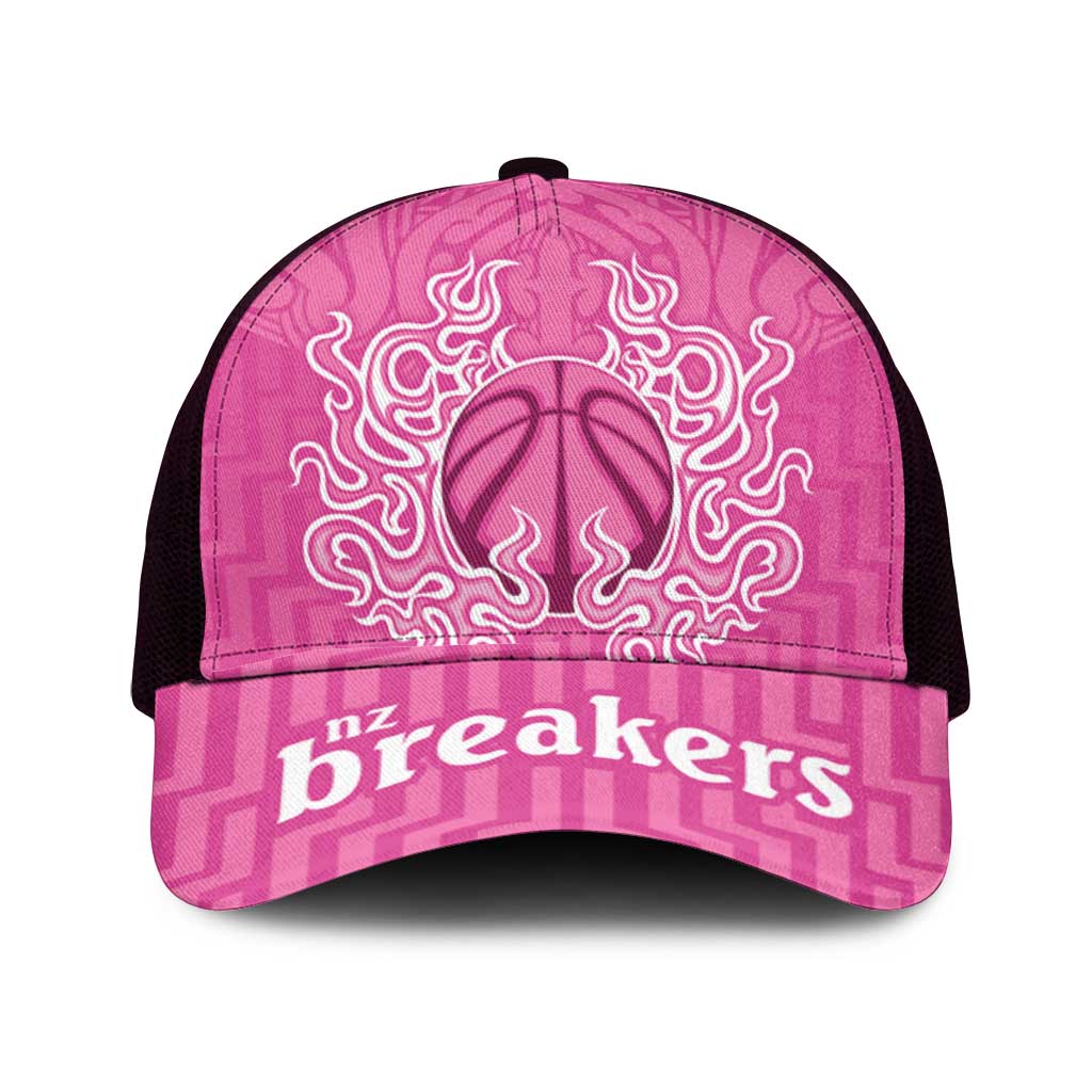New Zealand Mesh Trucker Cap Fire Basketball Maori Tribal Pink - Polynesian Pride